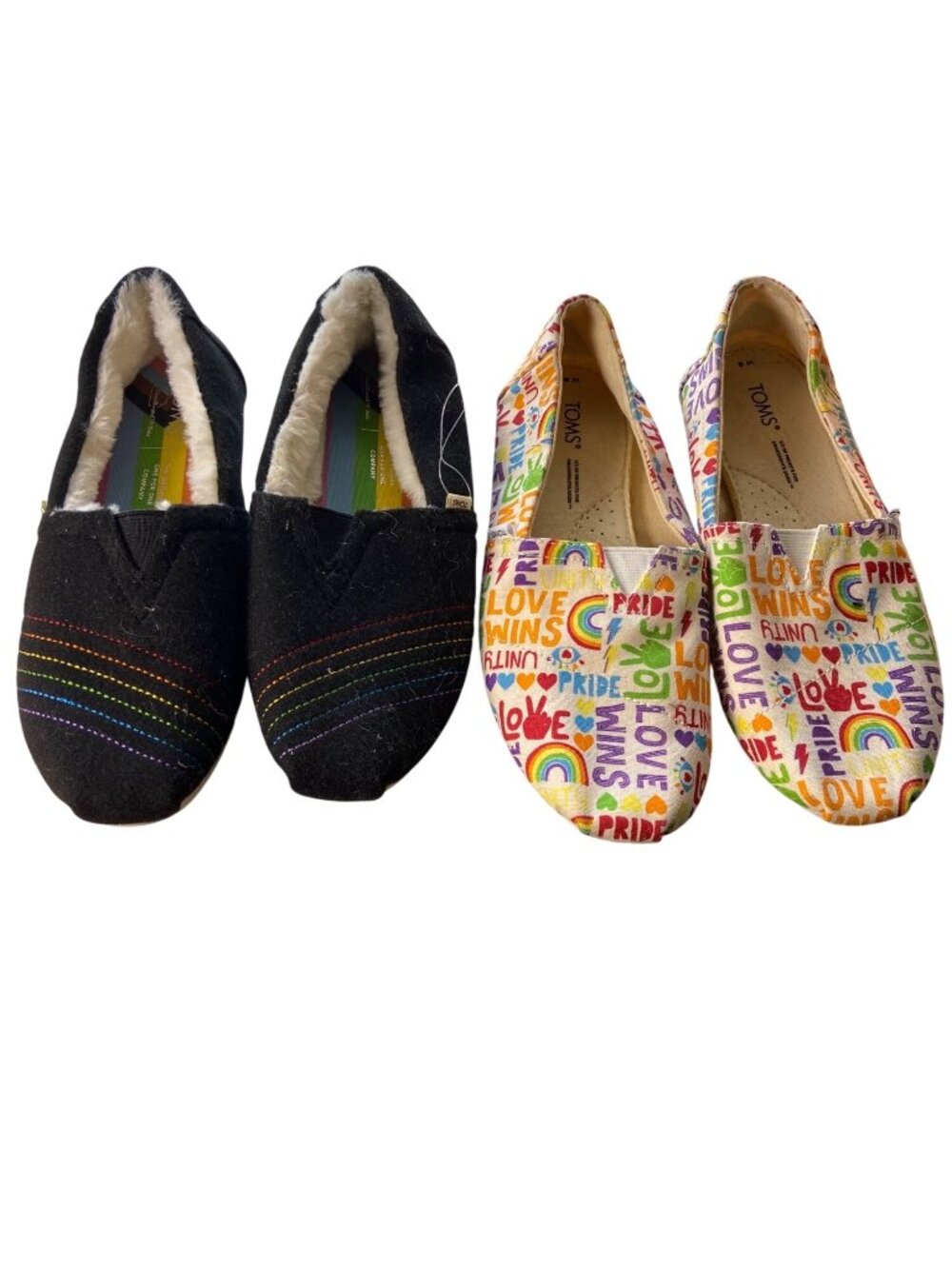 Toms Pride Love Wins & Rainbow Stitch Womens Shoes Size 6 Set Of 2